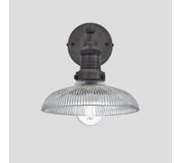Industville Brooklyn Glass Dome Wall Light, 8 Inch, Pewter Holder in Dark Grey Industville Dark Grey