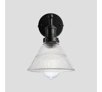 Industville Brooklyn Glass Funnel Wall Light, 7 Inch, Black Holder