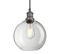 Industville Brooklyn Glass Globe Pendant - 9 Inch - Clear in Grey | Size: 9 inches Industville Grey 9 inches