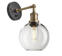 Industville Brooklyn Glass Globe Wall Light - 7 Inch - Clear in Metallic Gold | Size: Medium Industville Metallic Gold Medium