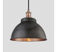 Industville Brooklyn Outdoor & Bathroom Dome Pendant, 13 Inch, Pewter & Copper, Copper Holder, Globe Glass