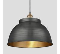 Industville Brooklyn Outdoor & Bathroom Dome Pendant, 17 Inch, Pewter & Brass, Brass Holder