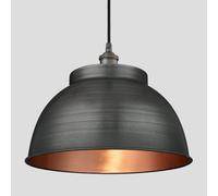 Industville Brooklyn Outdoor & Bathroom Dome Pendant, 17 Inch, Pewter & Copper, Pewter Holder