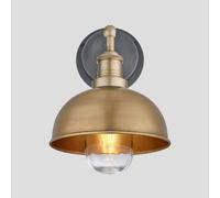 Industville Brooklyn Outdoor & Bathroom Dome Wall Light, 8 Inch, Brass, Brass Holder