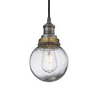 Industville - Brooklyn Outdoor & Bathroom Pendant - Pewter/Brass - Globe Glass