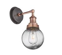 Industville - Brooklyn Outdoor & Bathroom Wall Light - Copper - Globe Glass