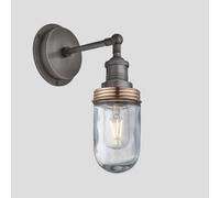 Industville Brooklyn Outdoor & Bathroom Wall Light, Pewter Holder, Copper Ring