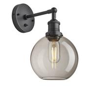 Industville Brooklyn Smoked Glass Globe Wall Light - 7 Inch - Mocha in Grey | Size: Medium Industville Grey Medium
