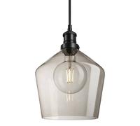Industville Brooklyn Smoked Glass Schoolhouse Pendant Light - 10 Inch - Mocha in Black | Size: 10 inches Industville Black 10 inches