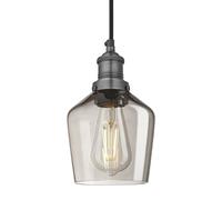 Industville Brooklyn Smoked Glass Schoolhouse Pendant Light - 5.5 Inch - Mocha in Grey | Size: Medium Industville Grey Medium