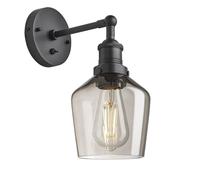 Industville Brooklyn Smoked Glass Schoolhouse Wall Light - 5.5 Inch - Mocha in Dark Grey | Size: Medium Industville Dark Grey Medium