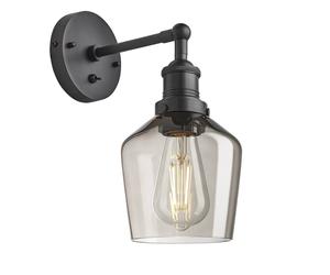 Industville Brooklyn Smoked Glass Schoolhouse Wall Light - 5.5 Inch - Mocha in Dark Grey | Size: Medium Industville Dark Grey Medium