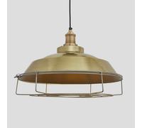 Industville Brooklyn Step Pendant, 16 Inch, Brass, Brass Holder, Cage