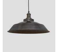 Industville - Brooklyn Step Pendant - 16 Inch - Ceiling Light - Light Shade - Black/Grey Colour - Pewter/Brass Material - 30 CM X 42.5 CM X 42.5 CM