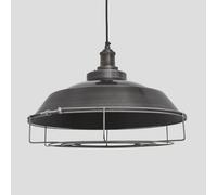 Industville Brooklyn Step Pendant, 16 Inch, Pewter, Pewter Holder, Cage