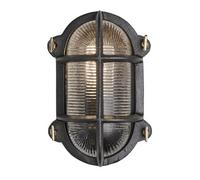 Industville Bulkhead Outdoor & Bathroom Oval Wall Light - 6 Inch, Black