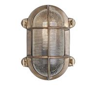 Industville Bulkhead Outdoor & Bathroom Oval Wall Light - 6 Inch, Brass