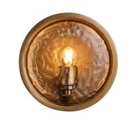 Industville Bulkhead Outdoor & Bathroom Round Wall Light - Hammered Glass