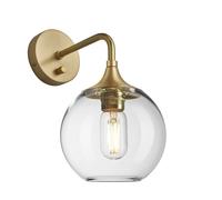 Industville Chelsea Glass Globe Wall Light - 7 Inch, Clear Glass Globe - 7 Inch, Brass Wall Holder
