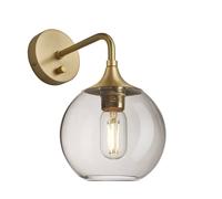 Industville Chelsea Glass Globe Wall Light - 7 Inch, Mocha Glass Globe - 7 Inch, Brass Wall Holder