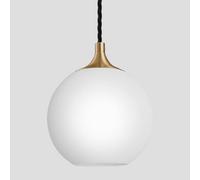 Industville Chelsea Opal Glass Globe Pendant Light, 9 Inch, White, Brass Holder