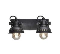 INDUSTVILLE E27 LED Swivel Spotlight Flush Mount Ceiling Light/Wall Light - Double - Pewter (Black/Grey) Colour - Iron Material and a Protective Lacquer - 12 CM X 28 CM X 11 CM - IP20 Rated