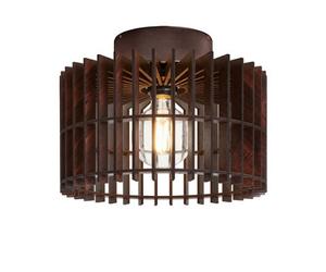 Industville Inudstville Rift Slatted Wooden Drum Semi Flush Mount Light - Dark, Dark Wood, Bronzesemi Flush Mount