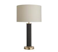 Industville Knurled Pillar Table Lamp, Black Base, Drum Cotton Lampshade