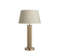 Industville Knurled Pillar Table Lamp, Brass Base, Empire Cotton Lampshade