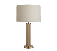 Industville Knurled Pillar Table Lamp - Brass - Cotton Drum Shade in Metallic Gold | Size: Medium Industville Metallic Gold Medium