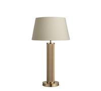 Industville Knurled Pillar Table Lamp - Brass - Cotton Empire Shade in Metallic Gold | Size: Medium Industville Metallic Gold Medium