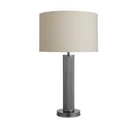 Industville Knurled Pillar Table Lamp, Pewter Base, Drum Cotton Lampshade