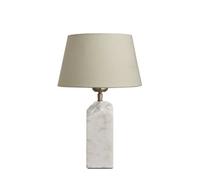 Industville Marble Medium Ridge Table Lamp - White, Empire Cotton Shade