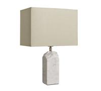Industville Marble Medium Ridge Table Lamp - White, Rounded Rectangle Cotton Shade