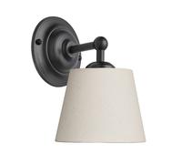 Industville Orlando Empire Wall Light - Light Natural Cotton, Natural Cotton, Pewter Wall Holder
