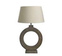 Industville Ornate Circle Table Lamp - Brass - Cotton Empire Shade in Metallic Gold | Size: Medium Industville Metallic Gold Medium