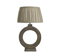 Industville Ornate Circle Table Lamp - Brass -Pleated Linen Empire Shade in Metallic Gold | Size: Medium Industville Metallic Gold Medium