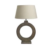 Industville Ornate Circle Table Lamp - Brass - Cotton Empire Shade in Metallic Gold | Size: Medium Industville Metallic Gold Medium