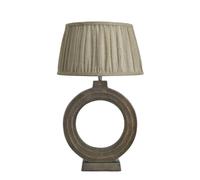 Industville Ornate Circle Table Lamp, Brass Base, Pleated Empire Linen Shade
