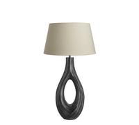Industville Ornate Ellipse Table Lamp, Pewter Base, Empire Cotton Shade