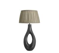 Industville Ornate Ellipse Table Lamp, Pewter Base, Pleated Empire Linen Shade