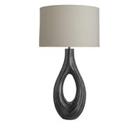 Industville Ornate Ellipse Table Lamp - Pewter - Cotton Drum Shade in Dark Grey | Size: Medium Industville Dark Grey Medium
