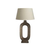 Industville Ornate Oval Table Lamp, Brass Base, Empire Cotton Shade