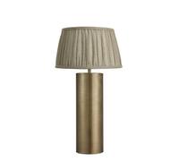 Industville Pillar Geometric Cylinder Table Lamp, Brass Base, Pleated Empire Linen Shade