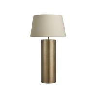 Industville Pillar Geometric Cylinder Table Lamp - Brass - Cotton Empire Shade in Metallic Gold | Size: Medium Industville Metallic Gold Medium