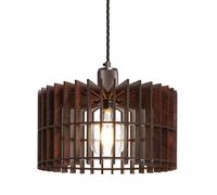 Industville Rift Slatted Wooden Drum Pendant Light - Dark in Bronze | Size: Medium Industville Bronze Medium