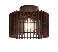 Industville Inudstville Rift Slatted Wooden Drum Semi Flush Mount Light - Dark, Dark Wood, Bronzesemi Flush Mount