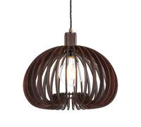 Industville Rift Slatted Wooden Mushroom Wooden Pendant Light - Dark in Bronze | Size: Medium Industville Bronze Medium