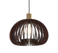 Industville Rift Slatted Wooden Mushroom Wooden Pendant Light - Dark in Gold | Size: Medium Industville Gold Medium