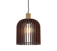 Industville Rift Slatted Wooden Small Cone Pendant Light - Dark in Metallic Gold | Size: Medium Industville Metallic Gold Medium